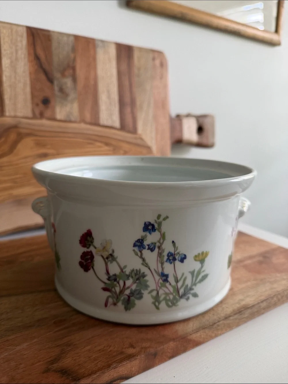 Vintage Louis Lourioux Porcelain Casserole Dish Le Faune Line Wild Flower No Lid